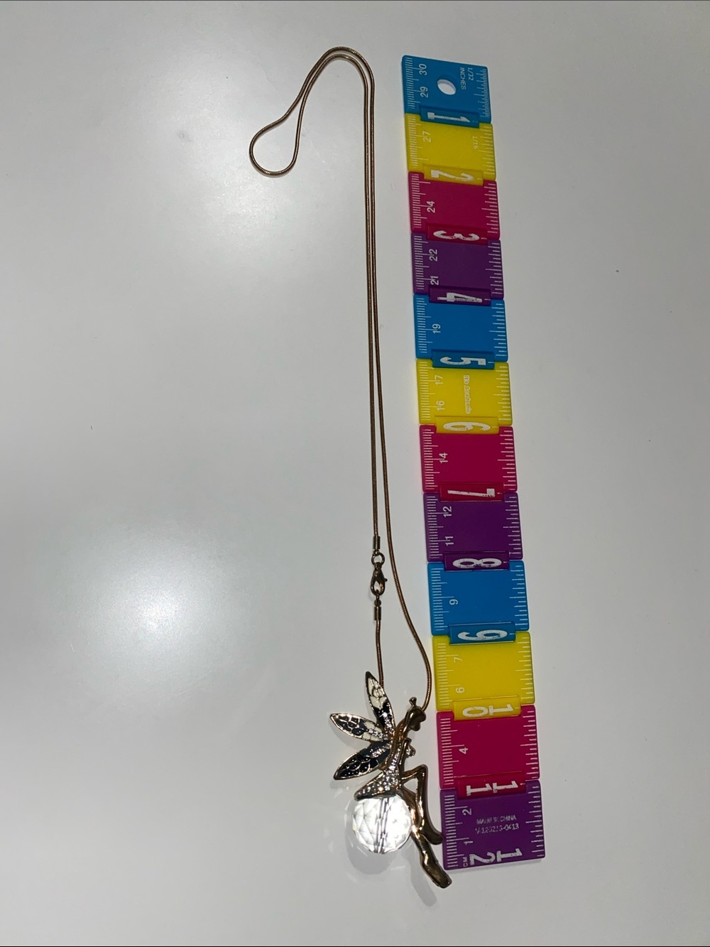 Crystal Drop Fairy Pendant Necklace - Blue and Gold - Picture 5 of 5
